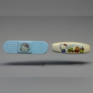 VTG 1976 Sanrio Hello Kitty Blue Safety Pin & White Train Diaper Pin - Lot Of 2